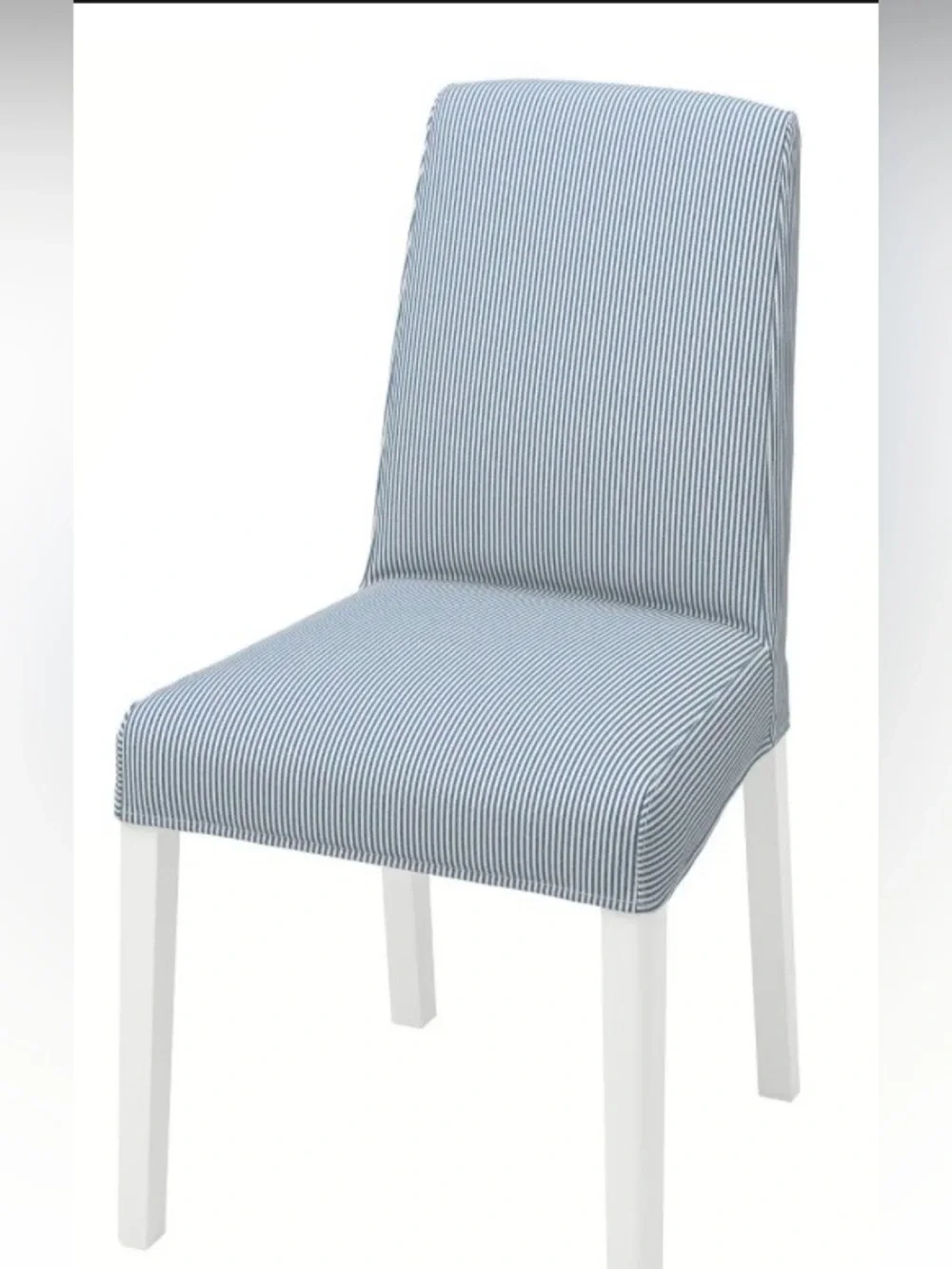 IKEA - BERGMUND chair covers (4 total) Blue and White pin striped.